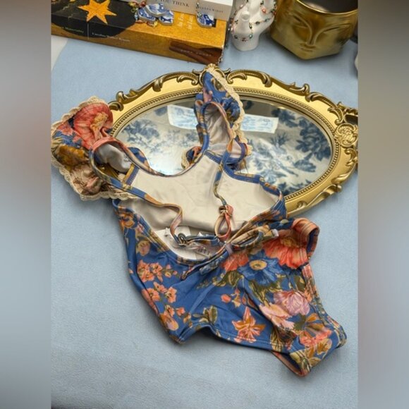 🆕 ZIMMERMANN KIDS 🧿 NWT August Trim Scoop 1PC, Dusty Blue Floral - Sz 1Y - Picture 8 of 12